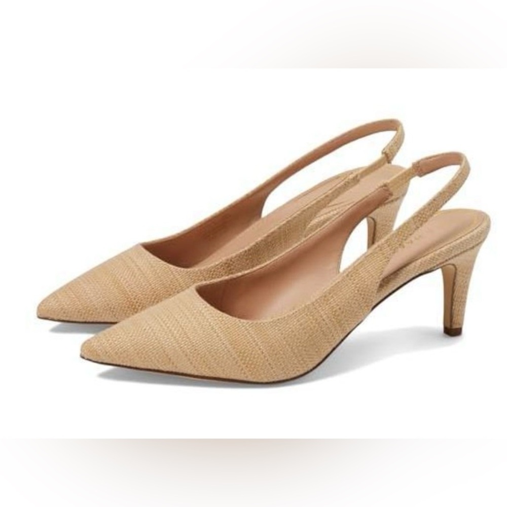 Cole Haan Tan Slingback Heels - Natural Raffia